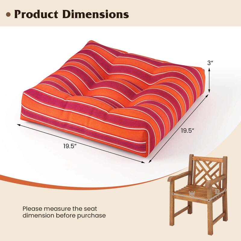 Costway 2 PCS 21'' x 21'' Patio Chair Seat Cushion Pads Indoor/Outdoor