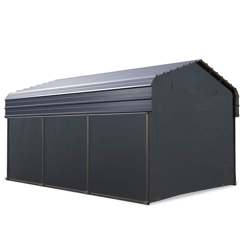 MAISON ARTS Heavy Duty Metal Carport with Galvanized Steel Roof for Cars, Boats, and Tractors - With Sidewalls - 10' x 15'