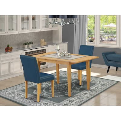 Dinette Set 3Pc Rectangle Table w/ Leaf & 2 Parsons Chairs - Southwestern Oasis Design