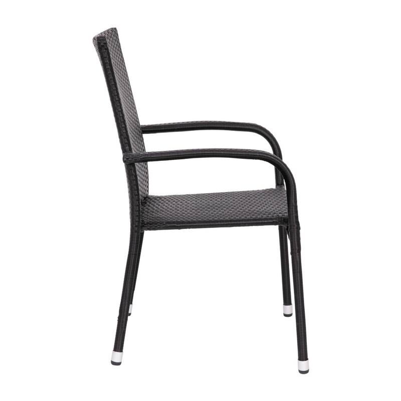 Indoor/Outdoor Stacking Steel Framed Wicker Dining Armchairs - 2 Pack