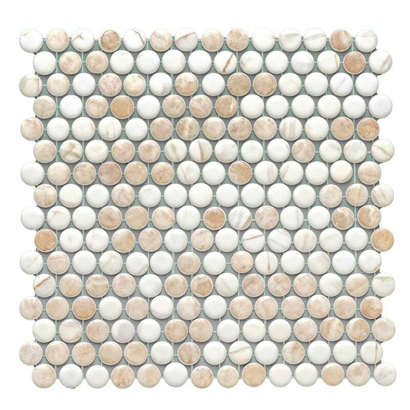 The Tile Life Eterna Penny 12x12 Round Glass Mosaic Floor, Wall & Backsplash Tile