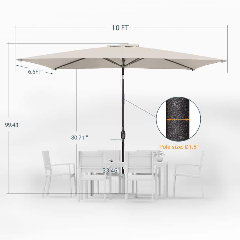 LIVOOSUN 10 x 6.5ft Outdoor Market Patio Umbrella w/Tilt and Crank