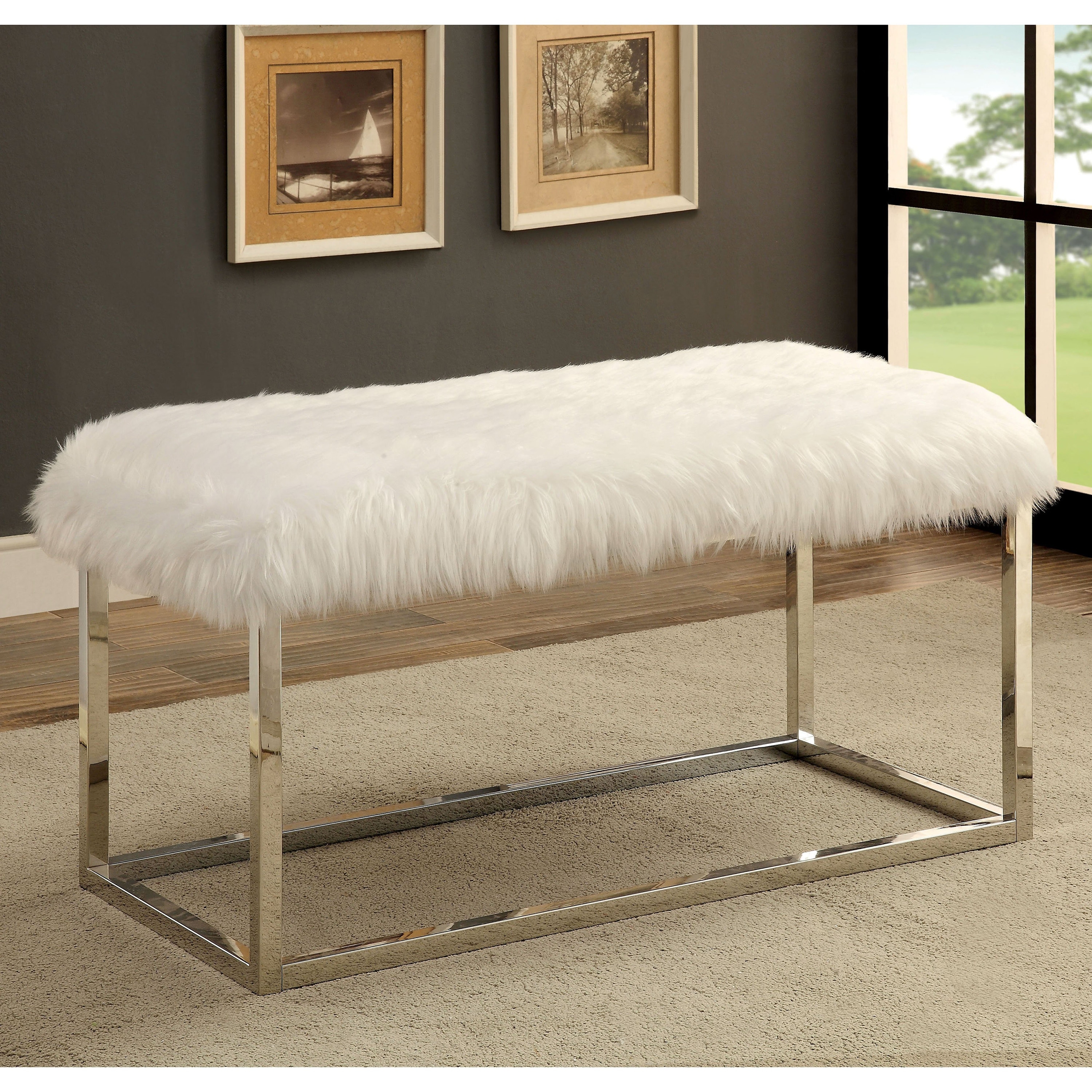 Shop Furniture Of America Kika Contemporary 40 Inch Fur Fabric