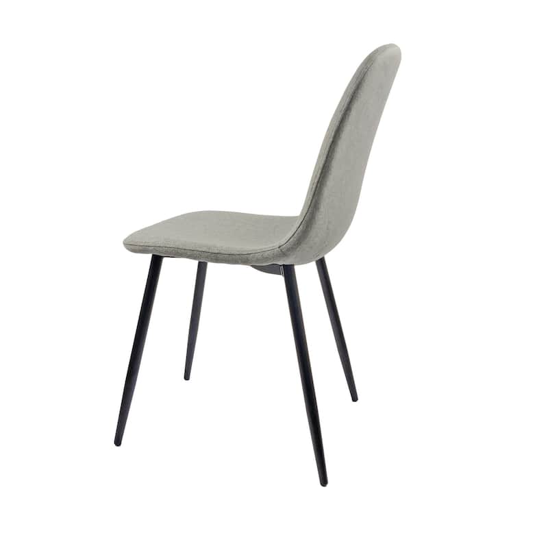4 Dining Chairs,Accent Chairs with Fabric Upholstered Seat,Spoon Shape Chair with Black Metal Legs Dining Side Chairs