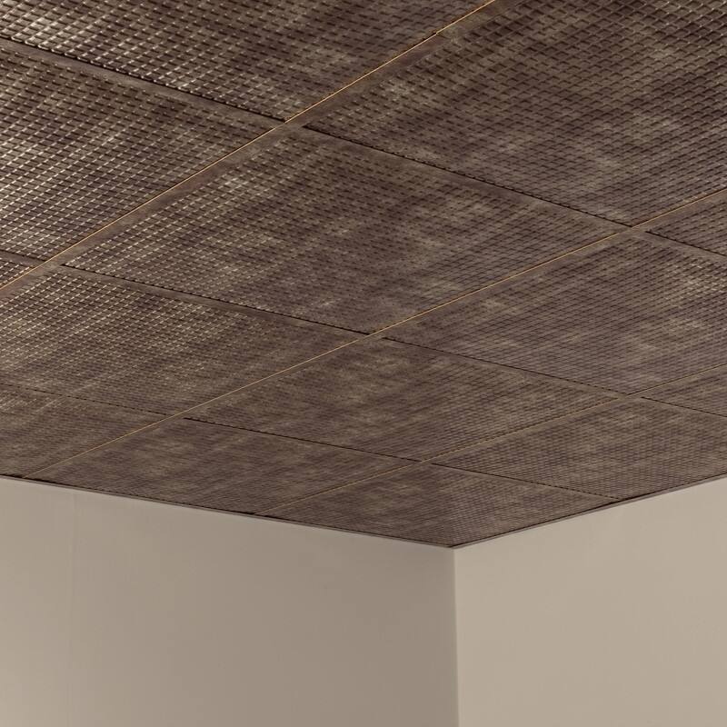 FASÄDE Square Decorative Vinyl 2ft x 2ft Lay in Ceiling Panel in Bermuda Bronze (5 Pack)