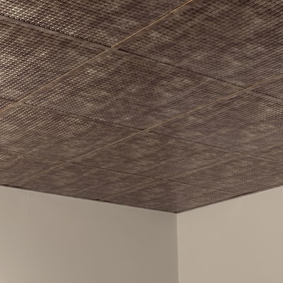 FASÄDE Square Decorative Vinyl 2ft x 2ft Lay in Ceiling Panel in Bermuda Bronze (5 Pack)