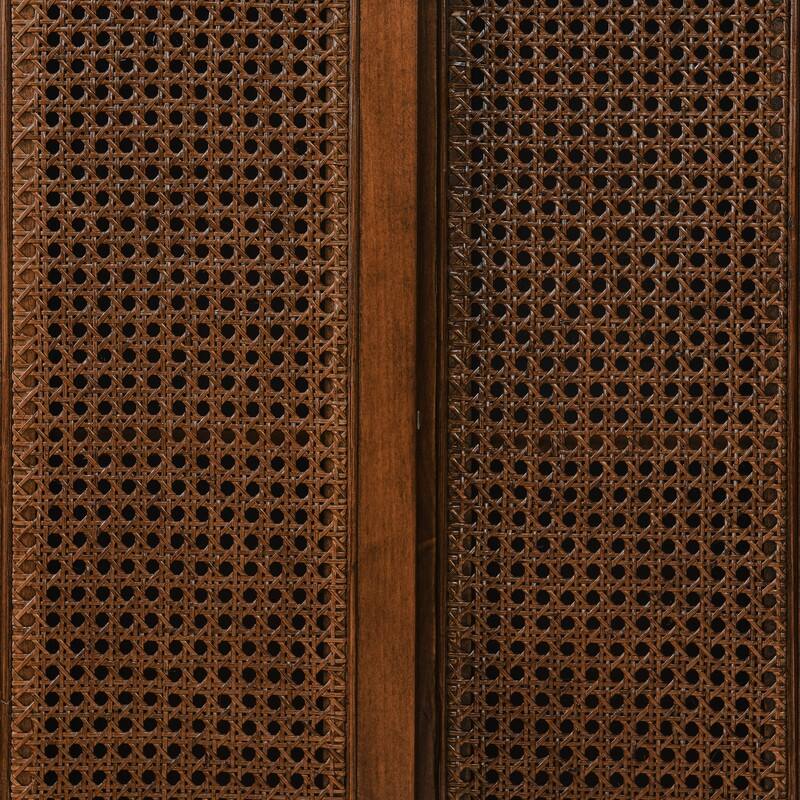 Mid Century Modern Rattan Sideboard Cabinet, Buffet Cabinet,Adjustable Shelf, Solid Wood