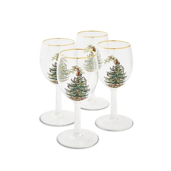 Spode Set of 4 Christmas Tree Wine Glasses - 13 oz. - Bed Bath & Beyond -  4395462