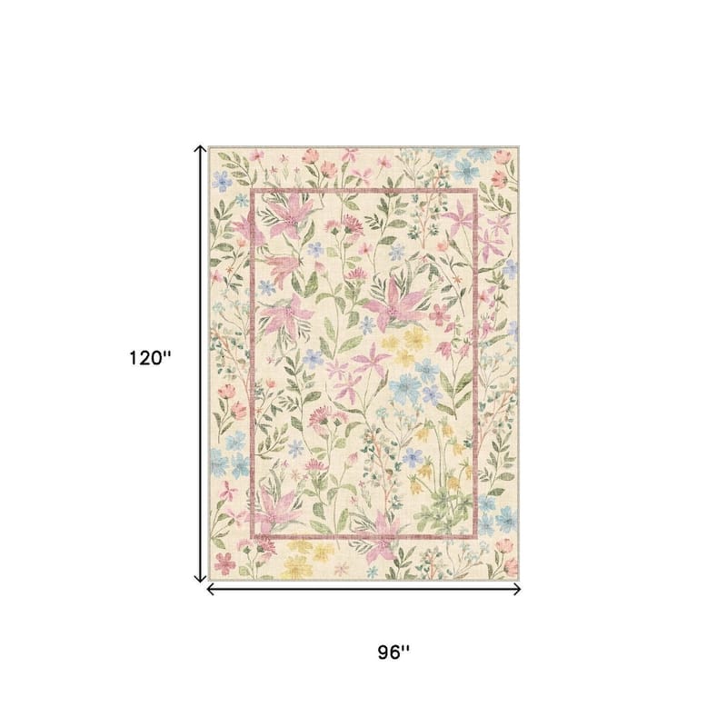 HomeRoots Floral Traditional Rectangle Area Rug