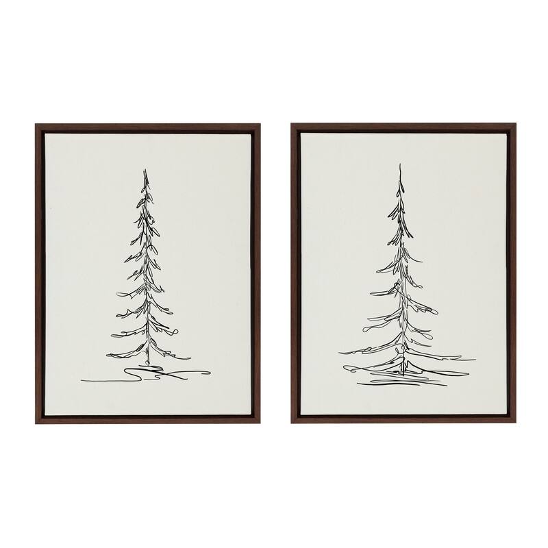 Kate and Laurel Sylvie Trees Canvas Set by The Creative Bunch Studio - 2 Piece 18x24 - Plastic - Walnut