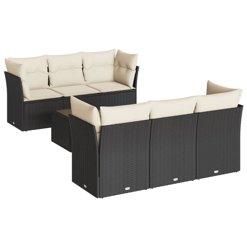 vidaXL Garden Sofa Set Black with Cream White Cushions - 21.7 x 21.7 x 14.6