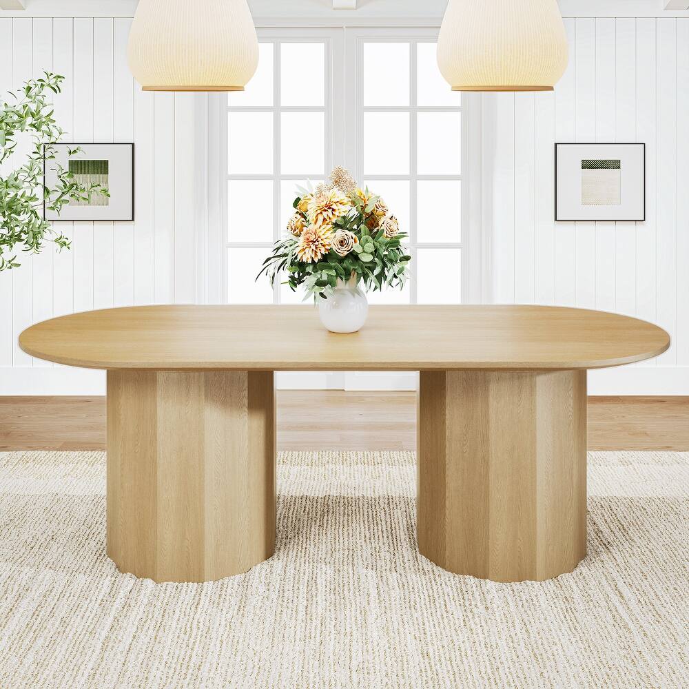 86" Double Pedestal Solid Wood Dining Table