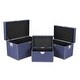 preview thumbnail 2 of 6, Offex Home Accent Set of 2 Navy Blue Linen Studded Trunk - : Lg: L: 19.75" x W: 12" x H: 12.25"