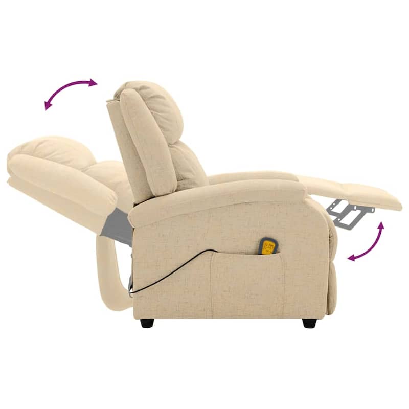 vidaXL Massage Chair Cream Fabric - 71 x 92 x 96 cm