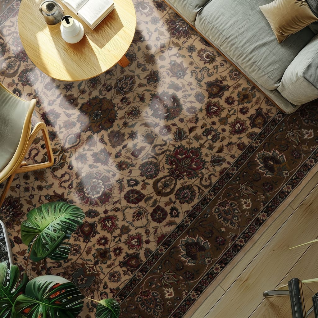 7'9''x10'2'' Hand Knotted Wool Ivory Kazhan 200 KPSI Plush Pile Rug - 7' 9'' x 10' 2''