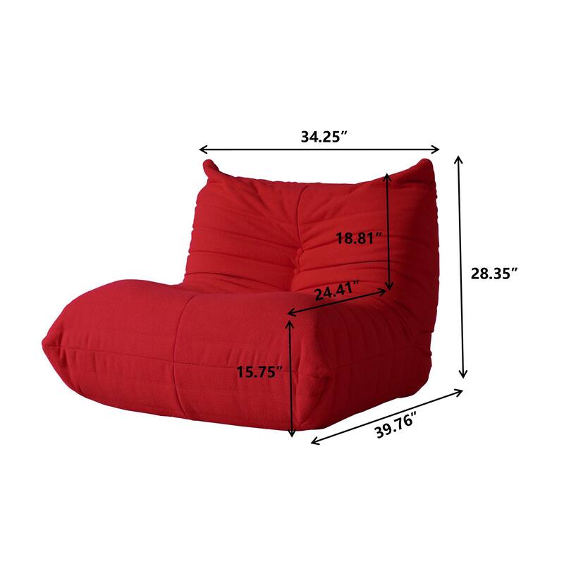 Fireside Chair Single Sofa Teddy Fabric Bean Bag Chair