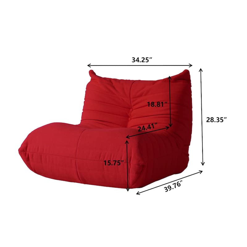 Single Lazy Sofa Teddy Fabric Soft Sponge Lounger Bean Bag Chair