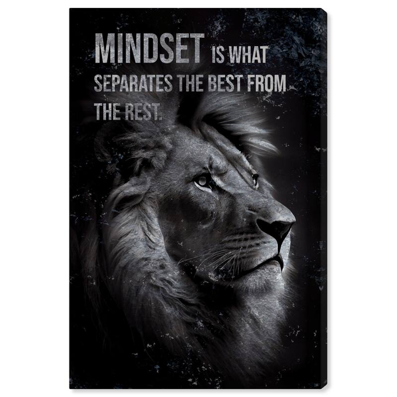 Wynwood Studio Canvas Animals Mindset Lion Black and Modern & Contemporary Wall Art Canvas Print - Black, Gray