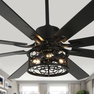 Chichoice 72 Inch Farmhouse Large Ceiling Fan with Lights, 8-Blade 6 Speeds DC Motor Reversible Caged Ceiling Fan for Large Room