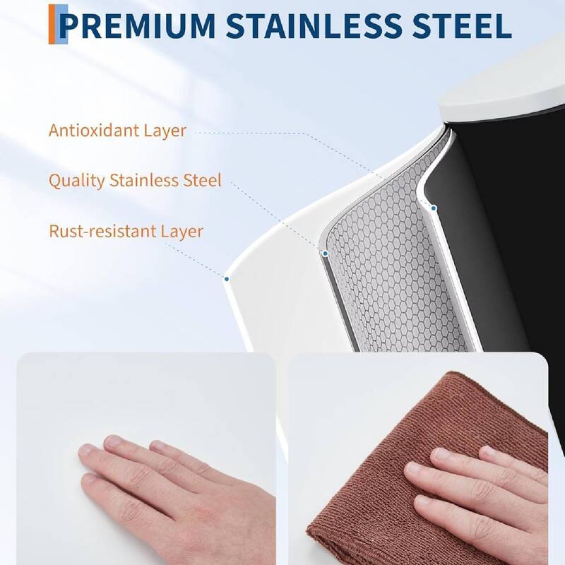 13 Gallon/ 50 Liter Slim Stainless Steel Garbage Bin, Trash Can for Kitchen Bathroom