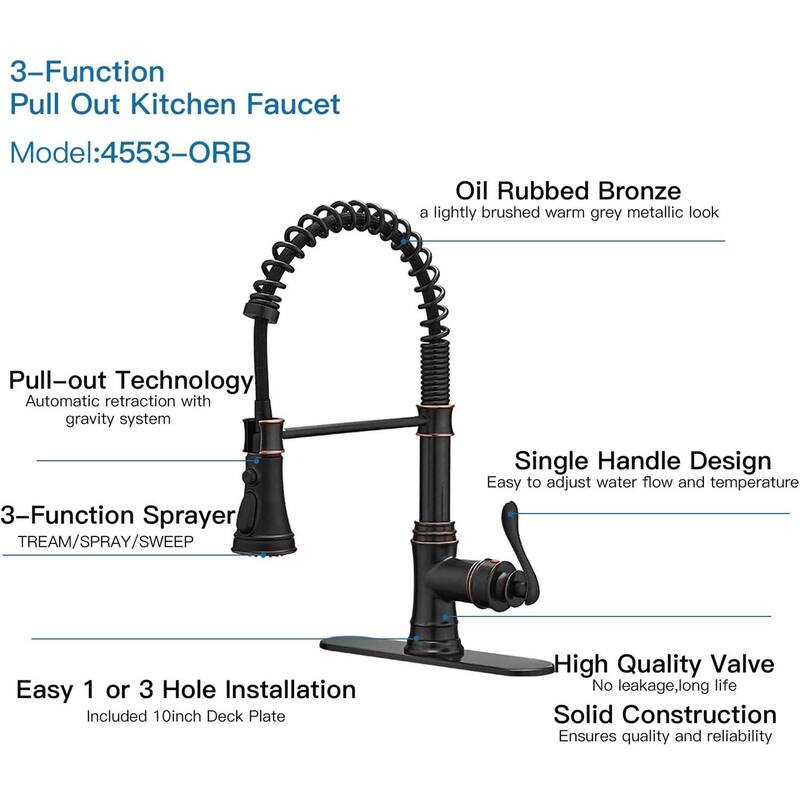 Single Handle Kitchen Sink Faucet With Pull Down Sprayer Commercial Kitchen Faucet One Hole Spring High Arc Gooseneck Bar Faucet