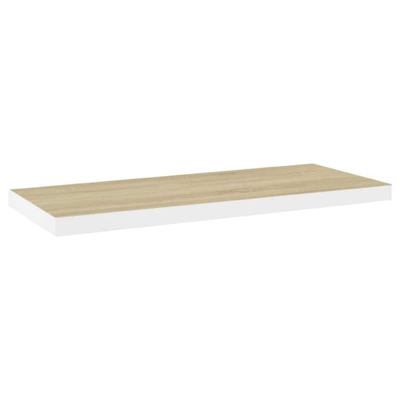 Zyno Wall Shelf Set of 2, 32 Inch Natural White and Oak Brown Finish