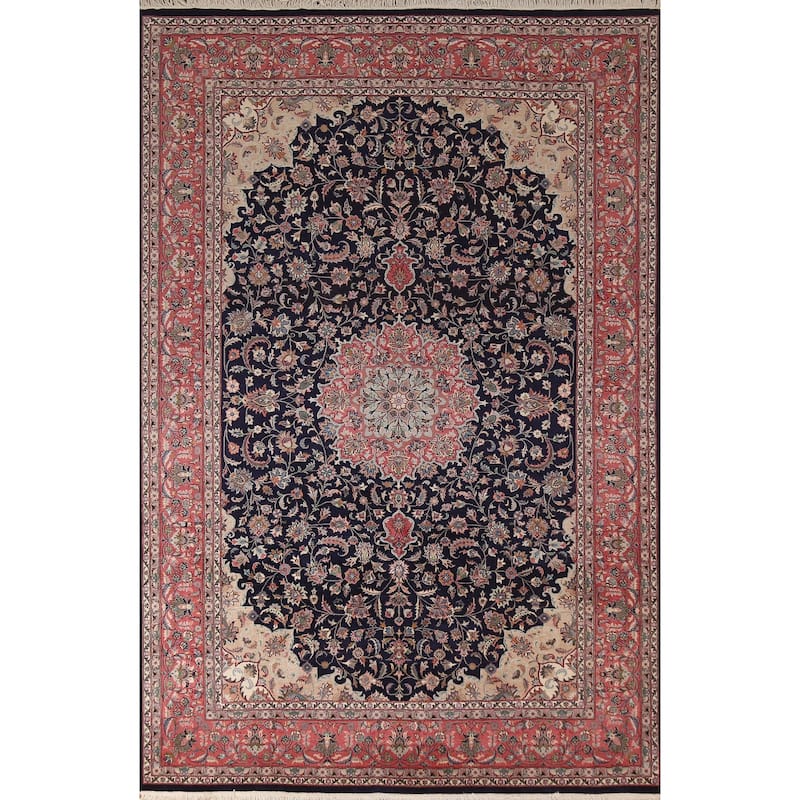 Vegetable Dye Floral Kashan Chinese Area Rug Hand-Knotted Wool Carpet - 6'0"x 9'2"
