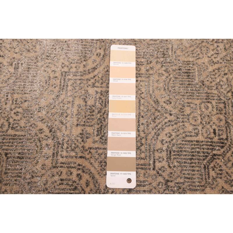 ECARPETGALLERY Hand-knotted Heritage Tan Silk, Wool Rug - 2'6 x 10'2