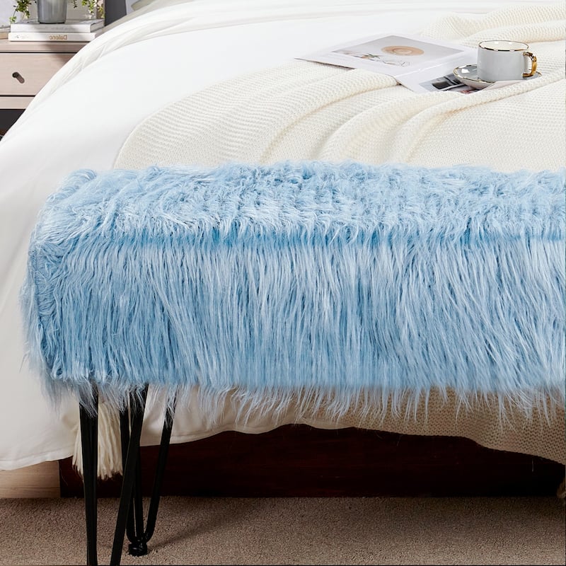 Home Soft Things Mongolian Fauxfur Ottoman 46"x16"x22" with Table Legs