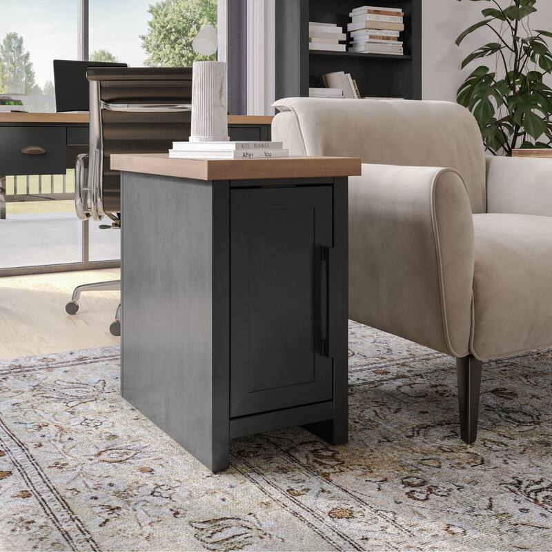 Bridgevine Home Modern Farmhouse 14 inch Chairside Table, No Assembly Required, Two-Tone Finish