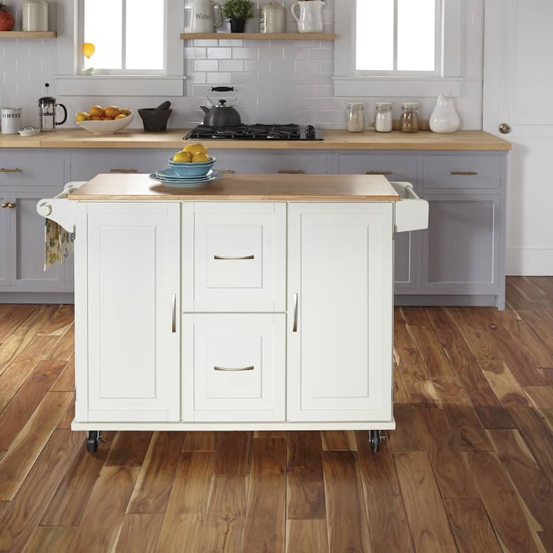 Homestyles Dolly Madison Off-White Wood Kitchen Cart - N/A
