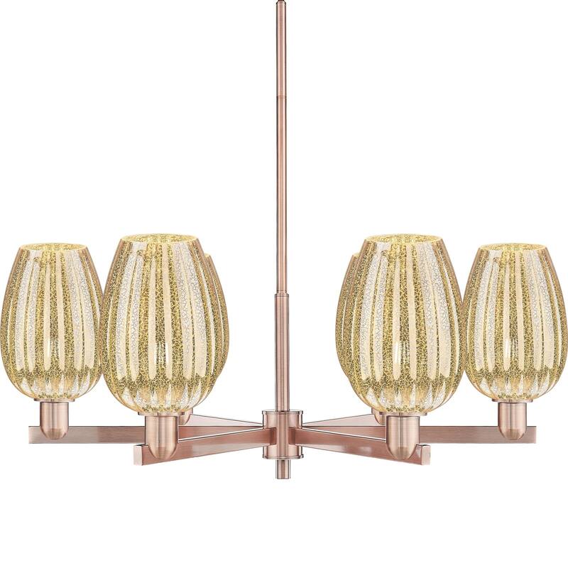 Innovations Lighting 716-6CR-14-24 Preston Chandelier Flute Preston 6 - Antique Copper / Mercury