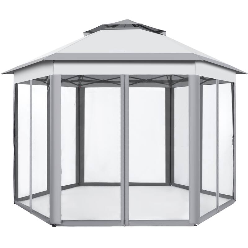 Yaheetech Outdoor Gazebo Pop Up Canopy with Metal Frame Mesh Netting