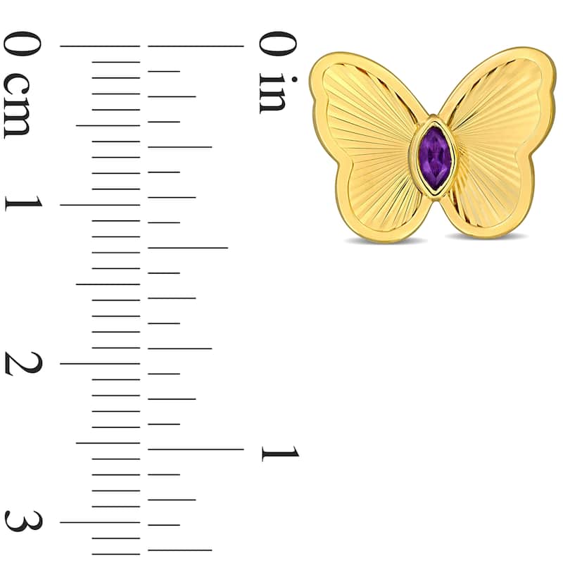 Miadora 1/7ct TGW Amethyst Butterfly Stud Earrings in 10k Yellow Gold