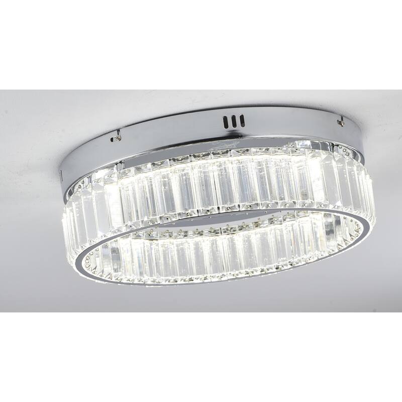 Transitional 1-Light Chrome Crystal LED Flush Mount