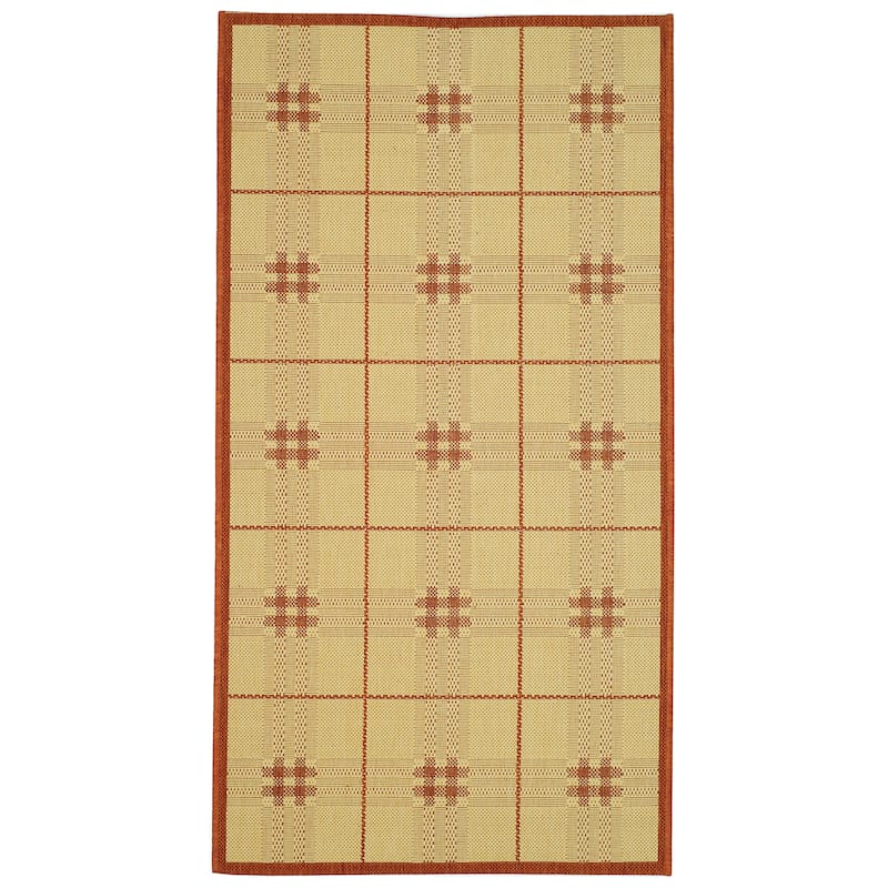 SAFAVIEH Courtyard Jacqui Indoor/ Outdoor Waterproof Patio Backyard Rug - 4' x 5'7" - Natural/Terra