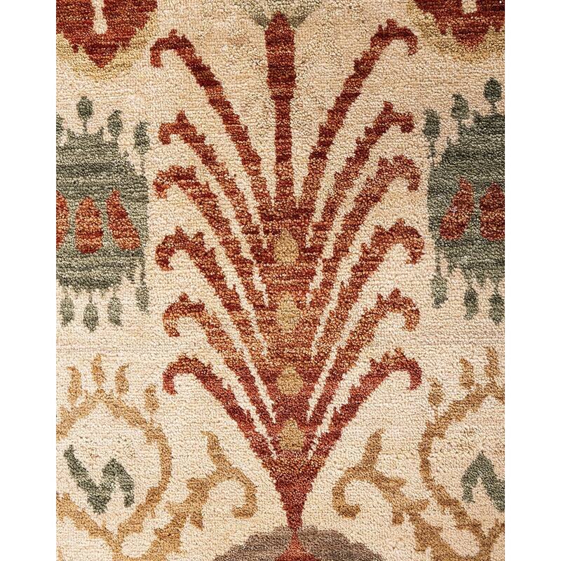 Ikat One-of-a-Kind Hand-Knotted Area Rug - Beige, 7' 10" x 10' 1" - 7' 10" x 10' 1"