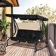 preview thumbnail 9 of 24, Outsunny 3 Seat Outdoor Free Standing Covered Swing Bench with Comfortable Cushioned Fabric & Included Canopy Black