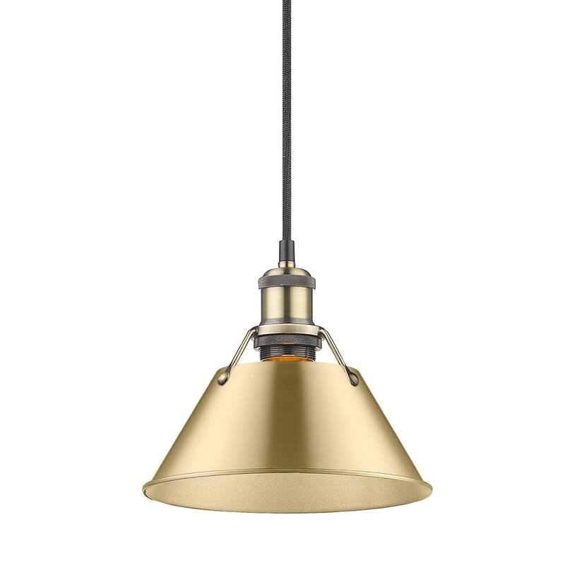 Orwell 7.5" Wide Small Pendant in Aged Brass with Brushed Champagne Bronze - Gold