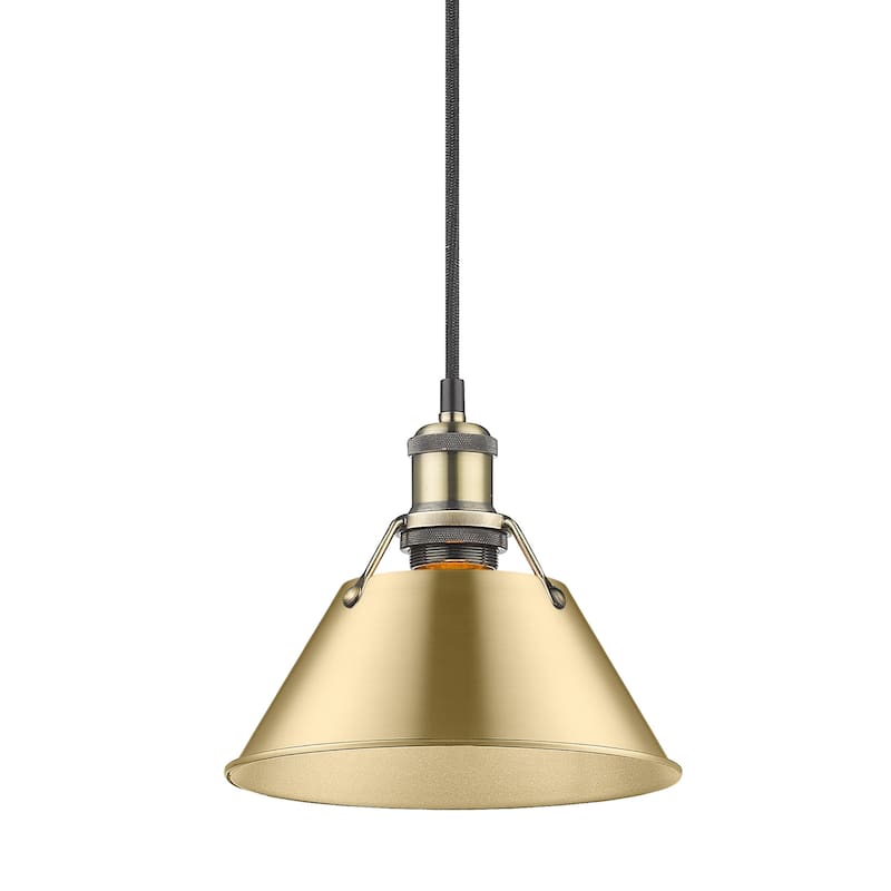 Yep by Golden Lighting Orwell 1-light 8in Pendant in Aged Brass and Brushed Champagne Brass shade - Gold