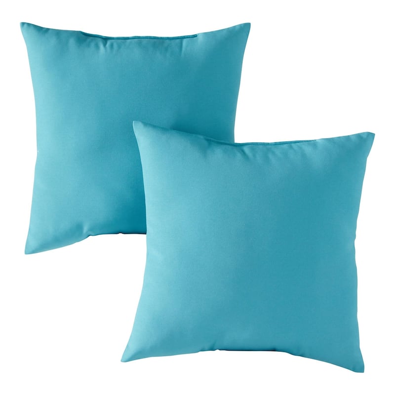 Greendale Home Fashions Outdoor Teal 17-inch Square Throw Pillow (Set of 2)