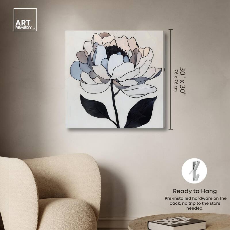 Gray Scale Flower II Canvas by Art Remedy, Gallery Wrapped