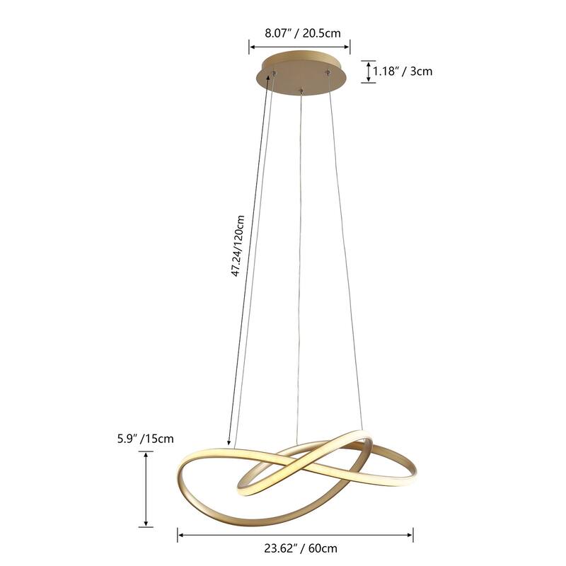 Modern 1-Light Wavy Line Design LED Pendant Lighting Fixture