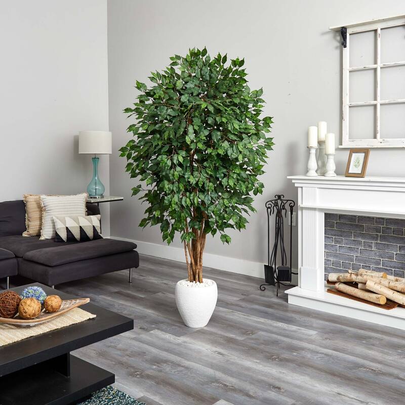 6Ft Artificial Tree with Planter - Indoor Greenery Decor, 72 Inch Tall Faux Plant for Home Living Room Bedroom - 6ft.