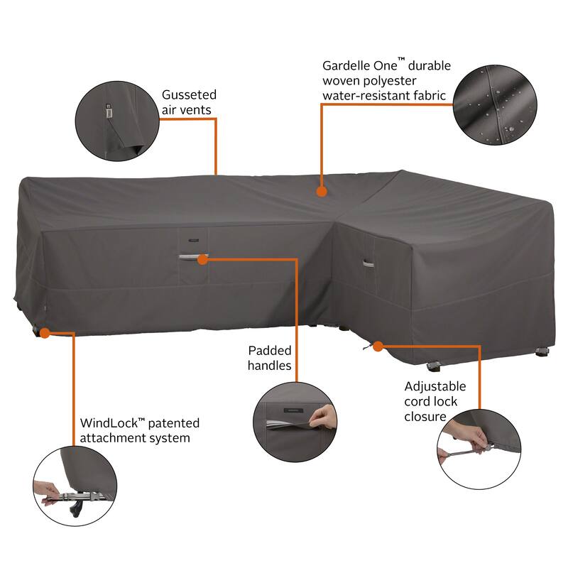 Classic Accessories Ravenna Water-Resistant 104 Inch Patio Right Facing Sectional Lounge Set Cover