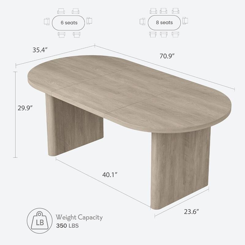 70.8 Inch Oval Kitchen Dining Room Table for 6-8 People Kitchen, Living Room, Office