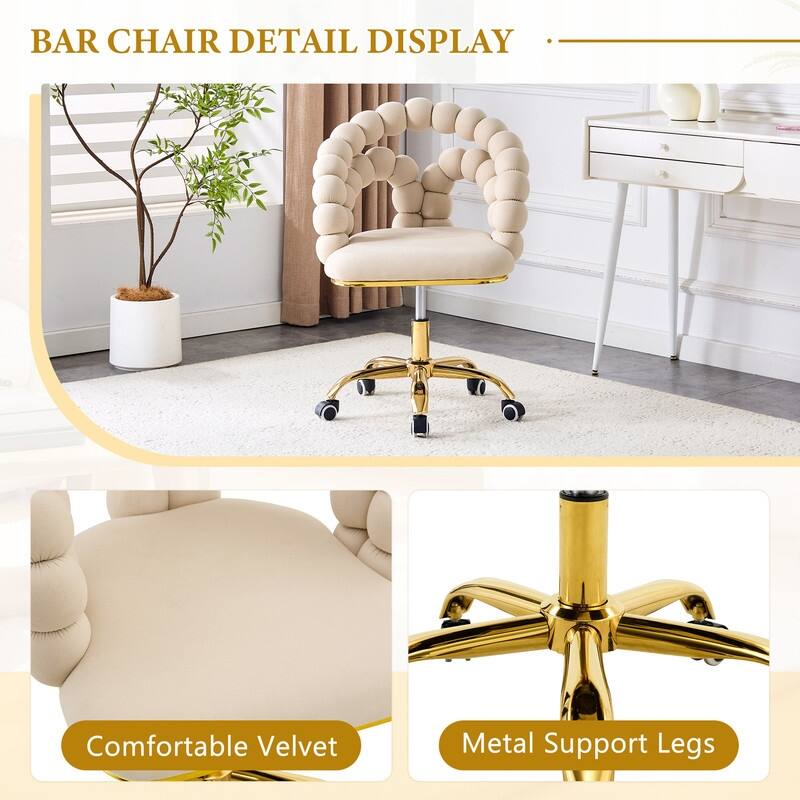 Velvet Bubble Chain Accent Chair with Gold Casters - Modern Sculptural Seating for Living Room & Office