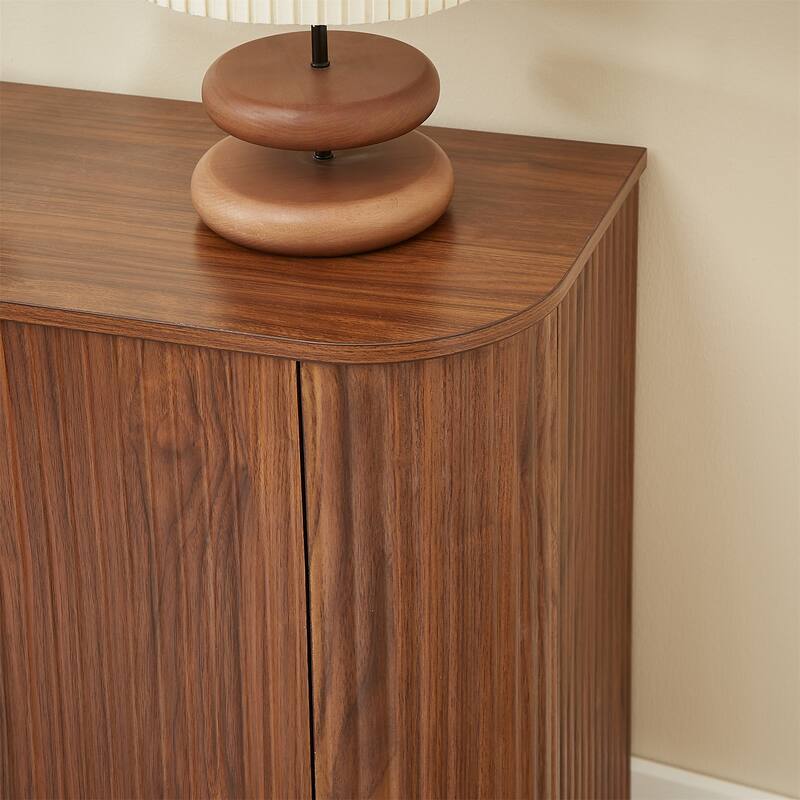 58" Modern Wavy Sideboard with Wine Rack, Glass Holder