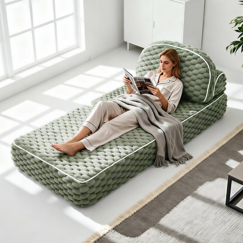 3-in-1 Convertible Sofa Bed Soft Fuzzy Fabric