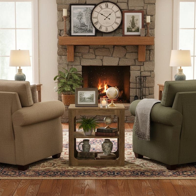 23.6" End Table with Storage Shelves, 3-Tier Side Table for Living Room